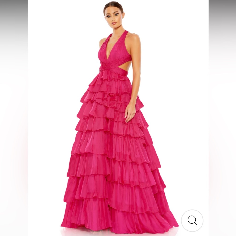 Mac Duggal Chiffon Gown Fuschia Size 6 NWT